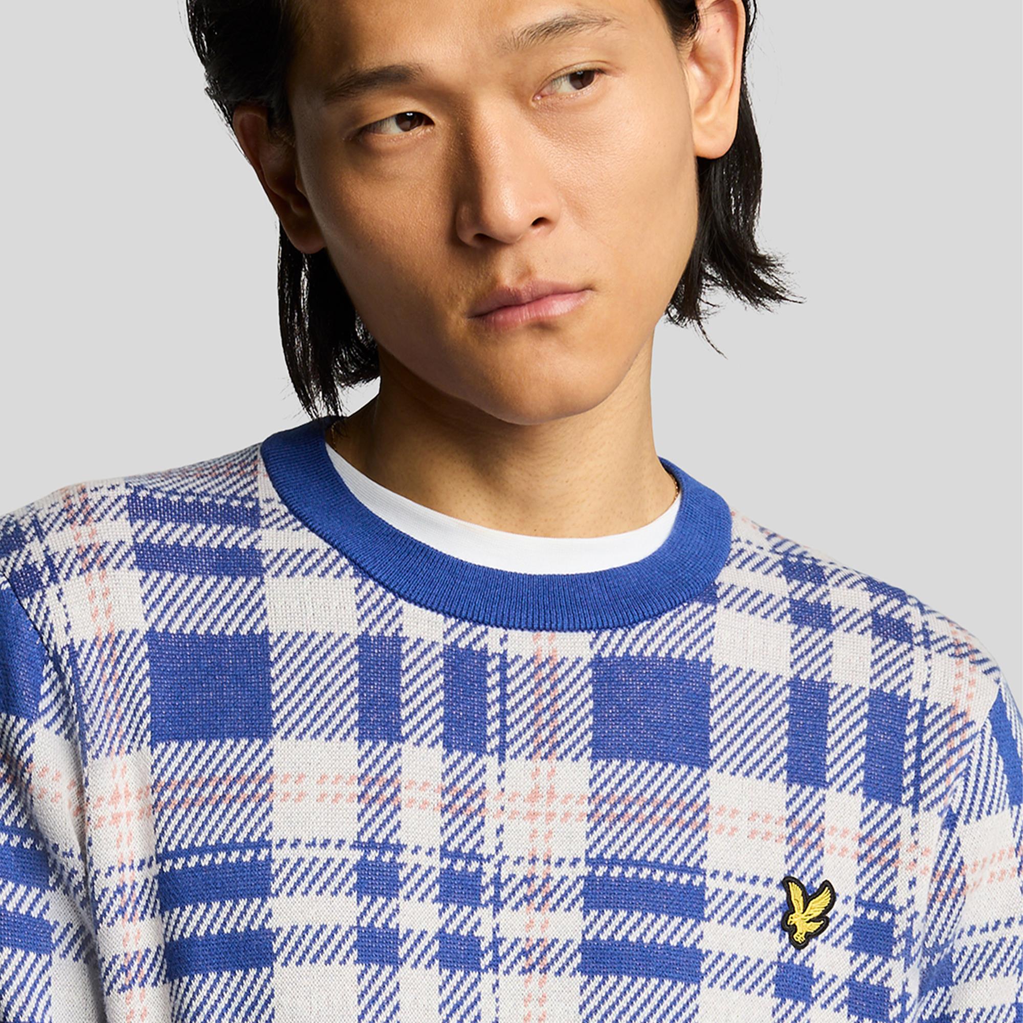 Lyle & Scott Spring Tartan Crew Neck Jumper Mist Lilac